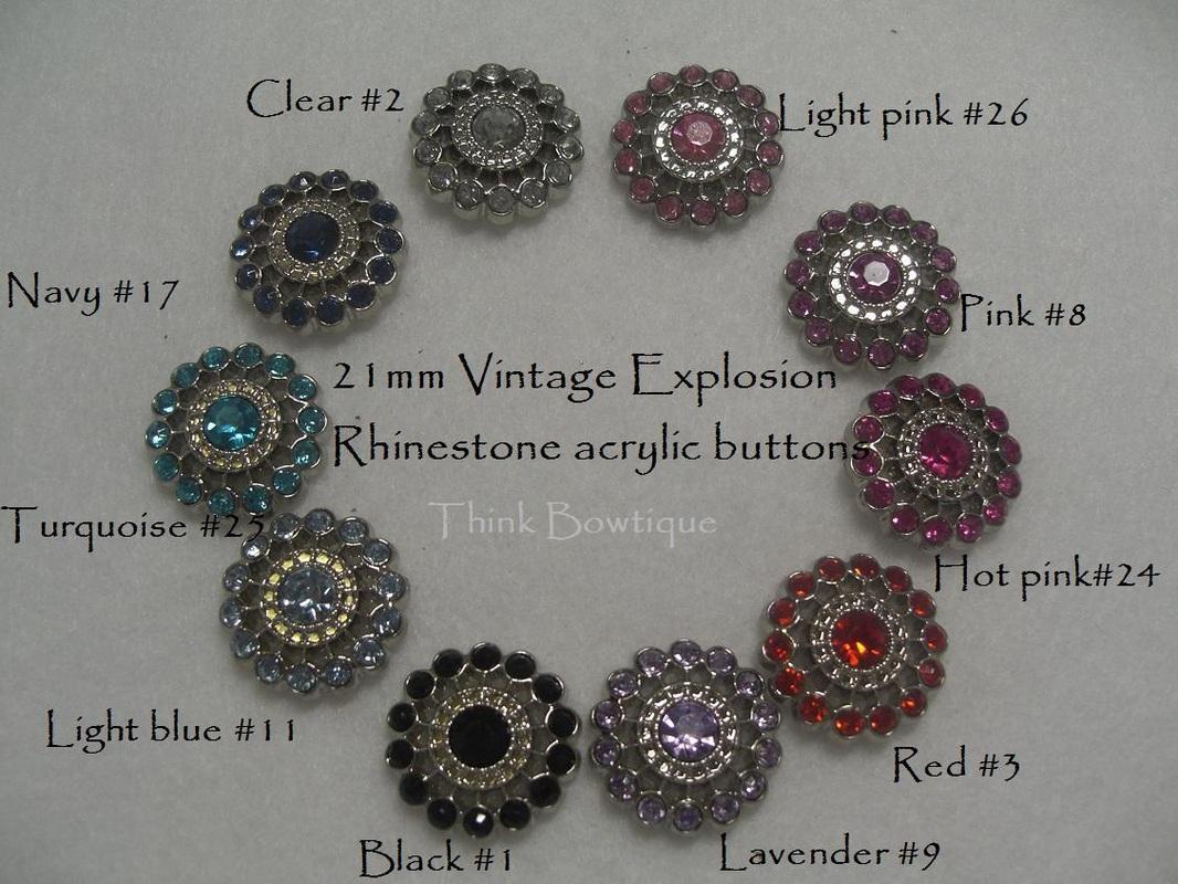 21mm Multi colour Vintage Explosion rhinestone button