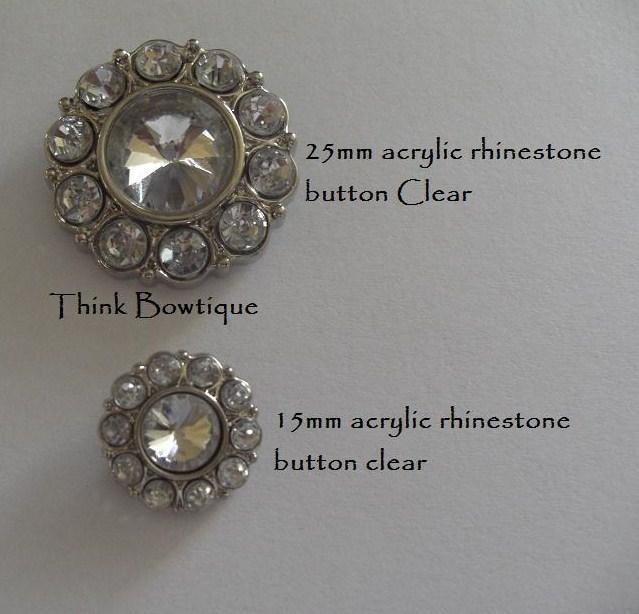 25mm rhinestone button CLEAR