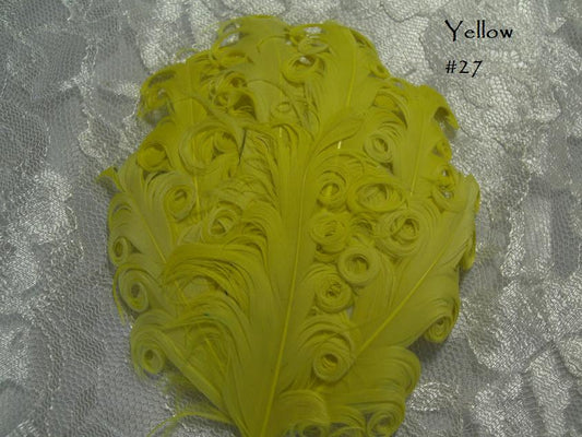 Nagorie curly feather Hackle pads #27 yellow