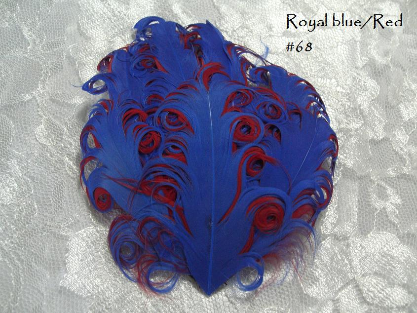 Nagorie curly feather Hackle pads #68 royal blue/red