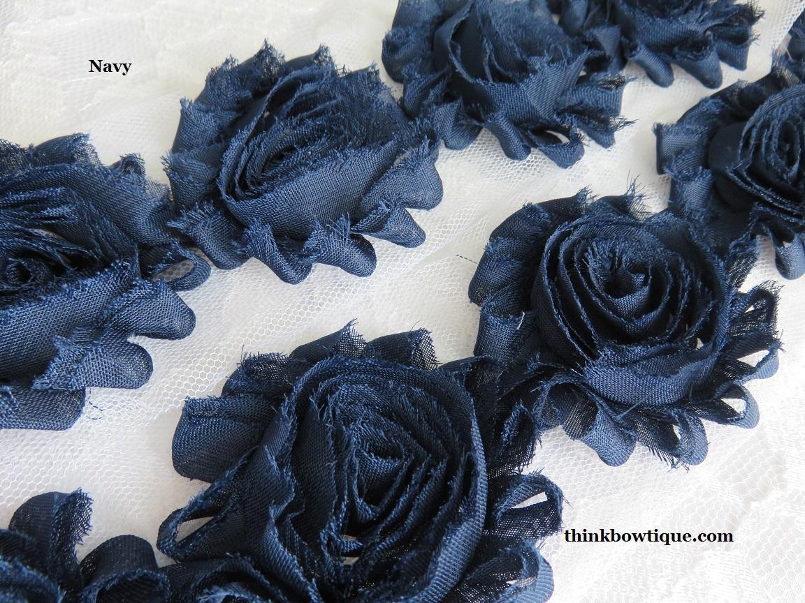 Shabby chiffon flowers 6cm pkt 5 same colour