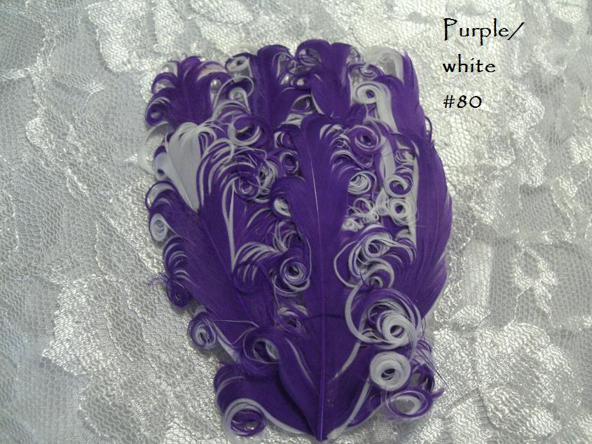 Nagorie curly feather Hackle pads #80 purple/white