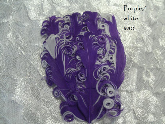 Nagorie curly feather Hackle pads #80 purple/white