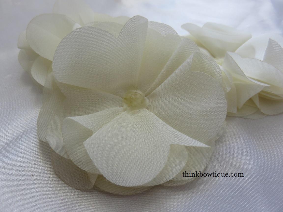8cm Chiffon petal fabric flower IVORY
