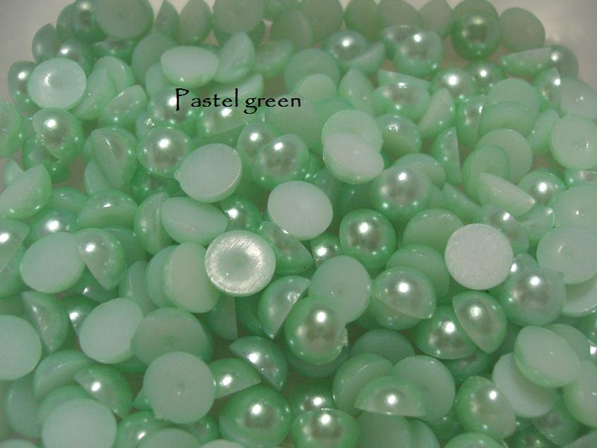 Pastel green 8mm Flat back pearls Pack 50 Australia