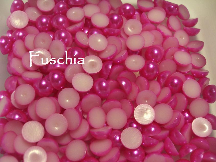 Fuschia 8mm Flat back pearls Pack 50 Australia