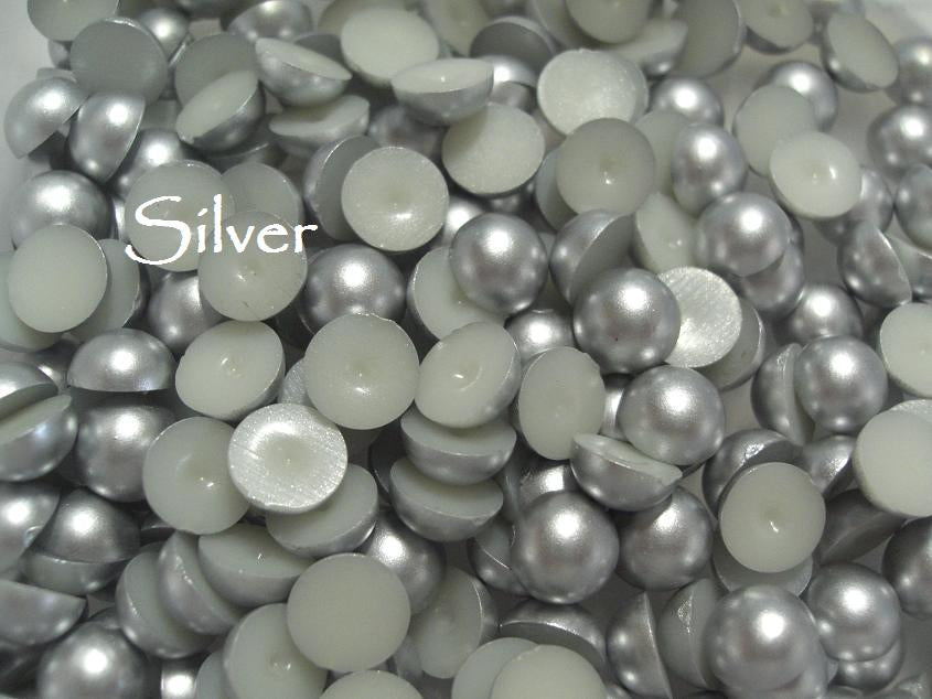 Silver 8mm Flat back pearls Pack 50 Australia