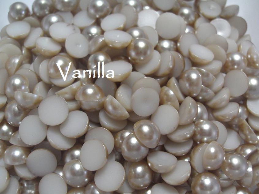 Vanilla 8mm Flat back pearls Pack 50 Australia