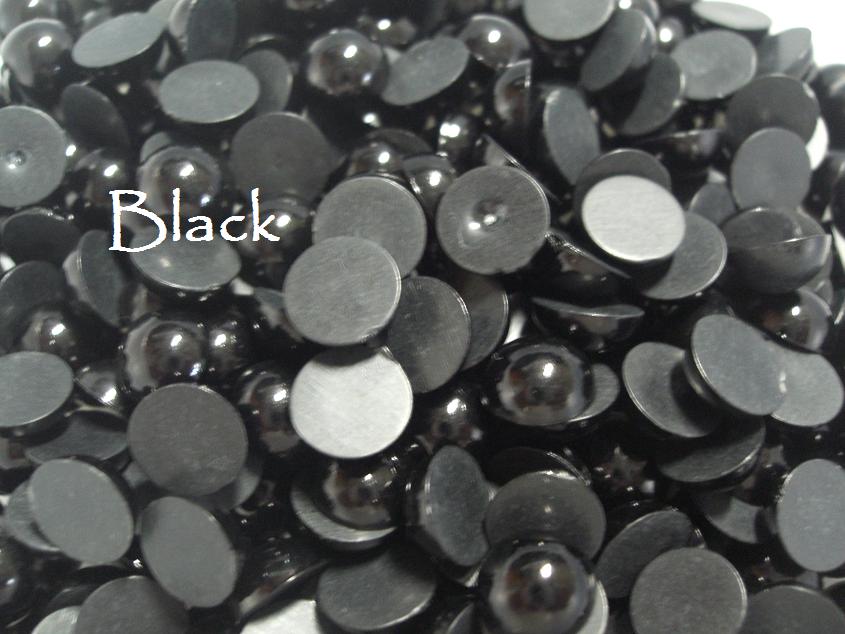 Black 8mm Flat back pearls Pack 50 Australia 