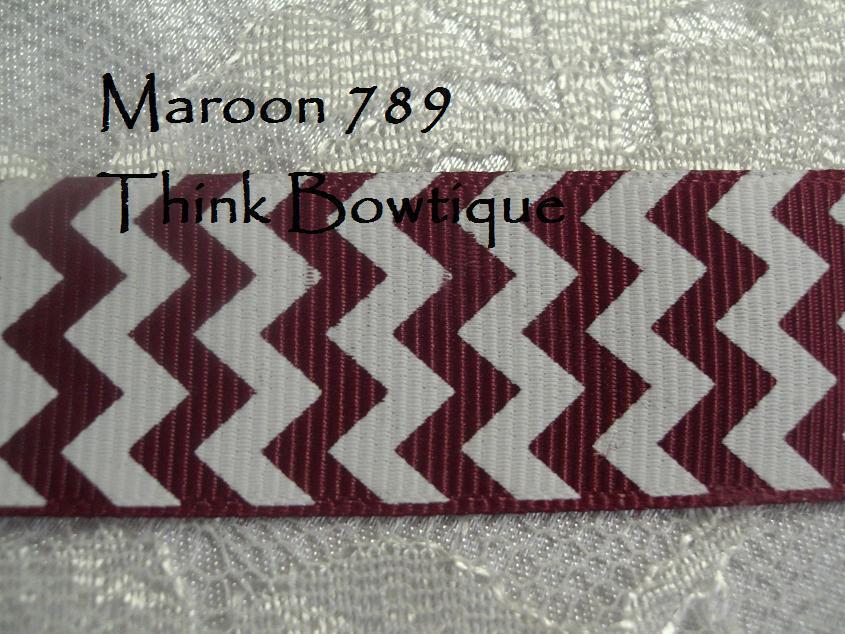 22mm - 7/8 chevron printed grosgrain ribbon 5 metres ALL COLOURS
