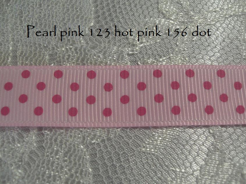123 Pearl pink 16mm Dot printed grosgrain ribbon