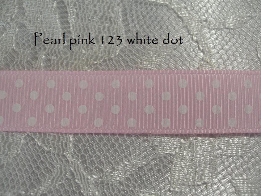 Pearl pink 16mm dot printed grosgrain ribbon Australia
