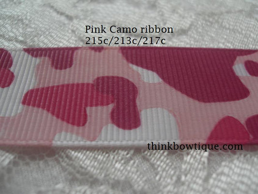 9mm Camouflage Pink printed grosgrain ribbon 5 metres