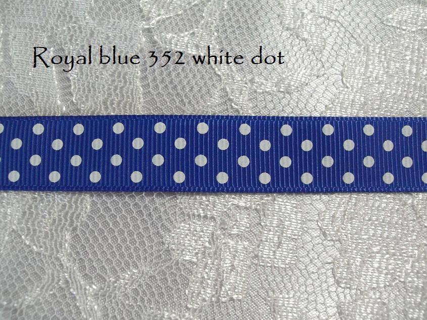 352 Royal blue 16mm dot printed grosgrain ribbon Australia