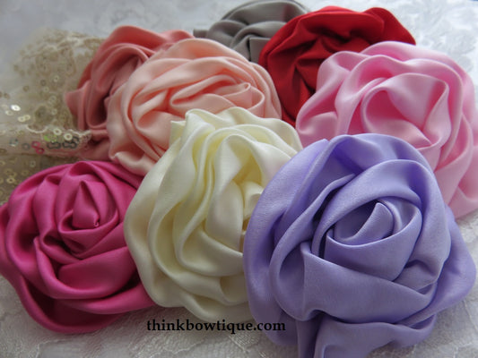 7cm Satin rolled flowers
