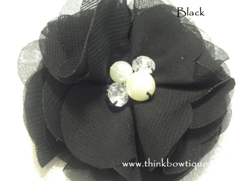 Tiffany chiffon rhinestone and pearl flower