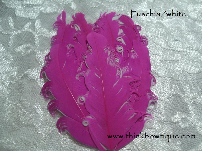 Nagorie curly feather Hackle pads fuschia/white