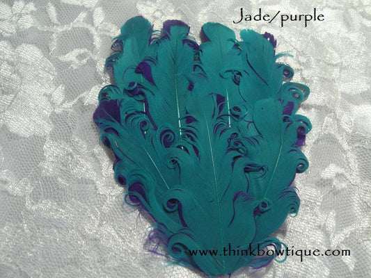 Nagorie curly feather Hackle pads jade/purple