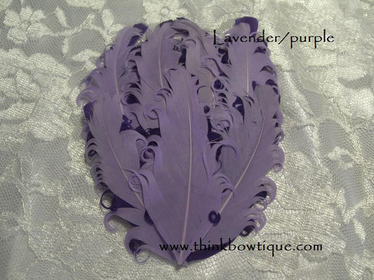 Nagorie curly feather Hackle pads Lavender/purple