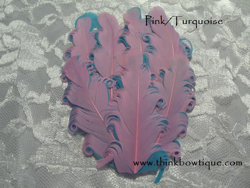 Nagorie curly feather Hackle pads pink/turquoise