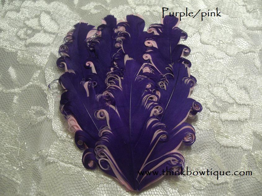 Nagorie curly feather Hackle pads purple/pink