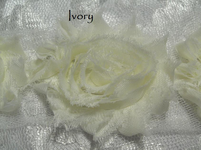Ivory shabby  chiffon flowers Australia