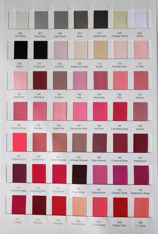 Ribbon Colour charts Australia – Think Bowtique