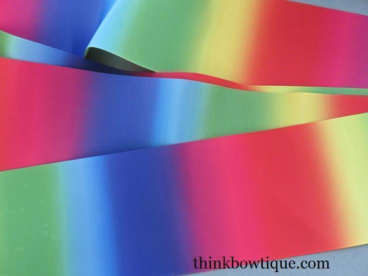 Rainbow printed grosgrain ribbon