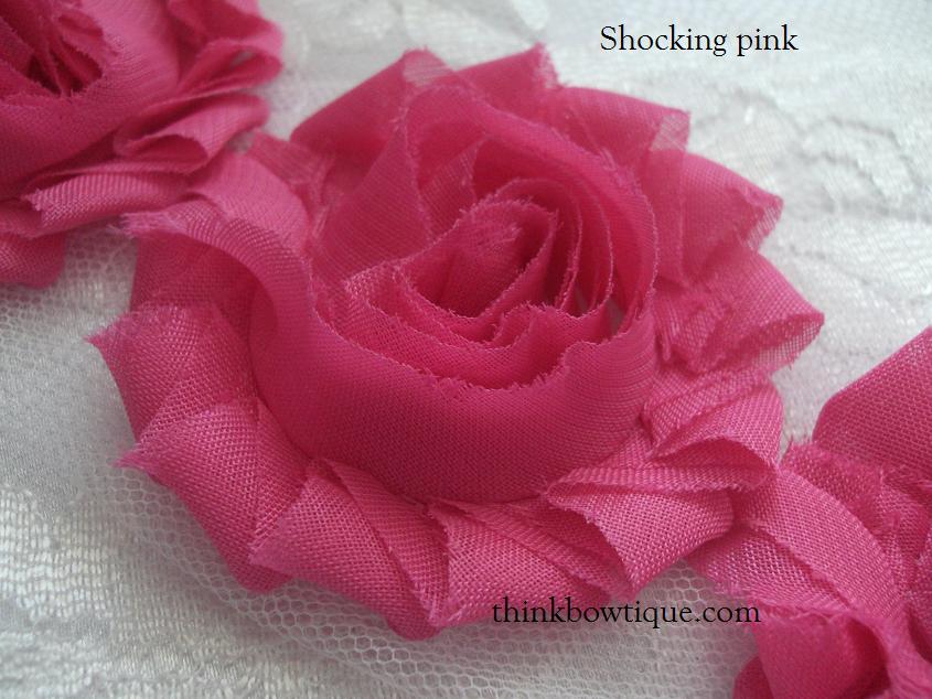 Shabby chiffon flowers 6cm pkt 5 same colour